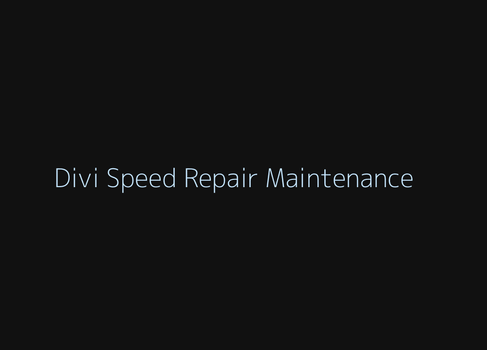Divi speed optimization repair and maintenance
