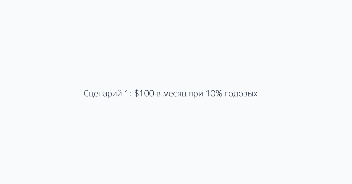 Сценарий 1: $100 в месяц при 10% годовых