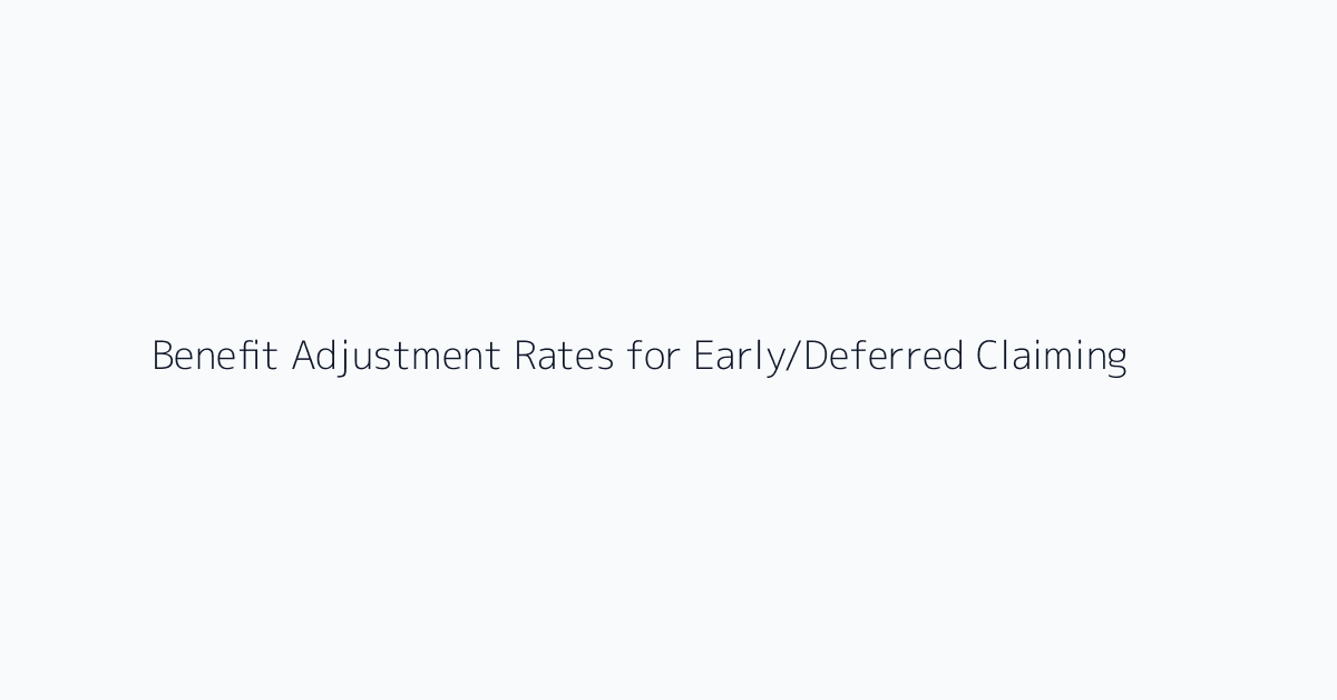 Benefit Adjustment Rates for Early/Deferred Claiming