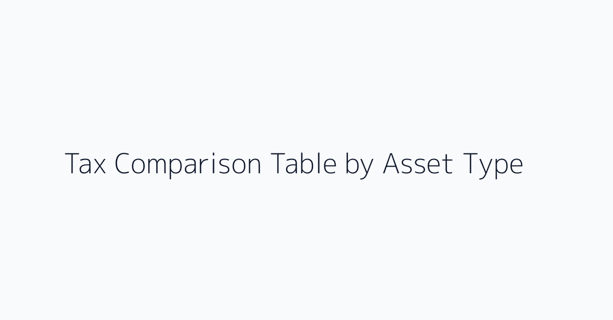 Tax Comparison Table by Asset Type