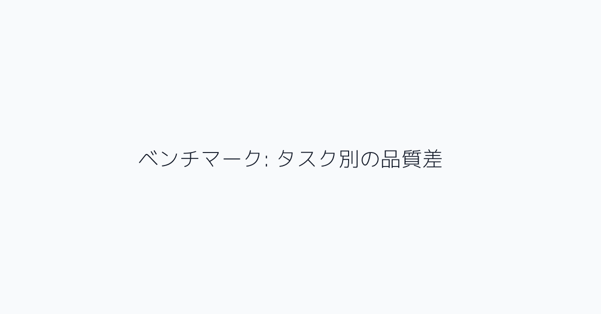 ベンチマーク: タスク別の品質差