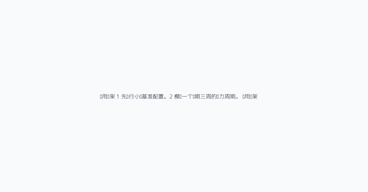 实用框架 1 先进行小额基准配置。2 模拟一个为期三周的压力周期。 实用框架