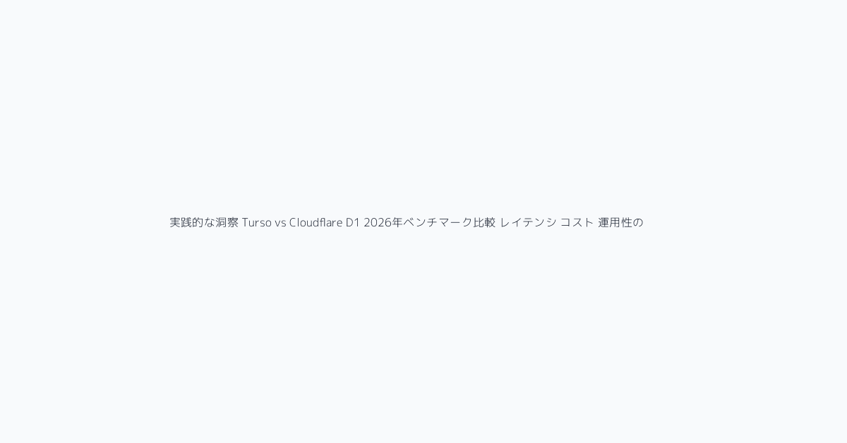 実践的な洞察 Turso vs Cloudflare D1 2026年ベンチマーク比較 レイテンシ コスト 運用性の判断基準 ビジュ