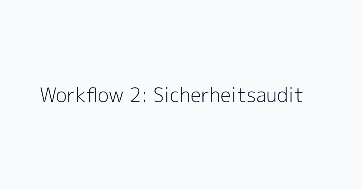 Workflow 2: Sicherheitsaudit