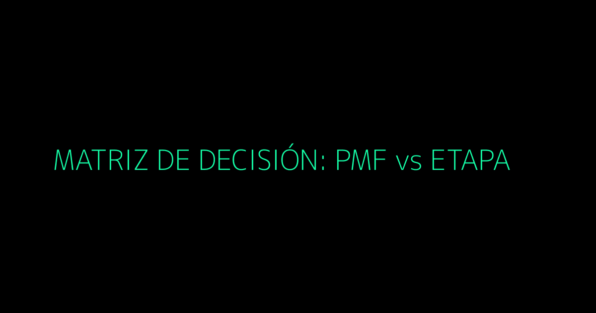 Matriz de decisión 2x2: Product-Market Fit vs Etapa de la empresa