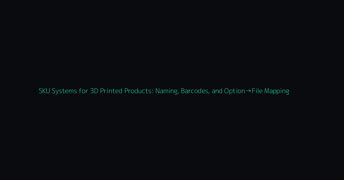 SKU Systems for 3D Printed Products: Naming, Barcodes, and Option→File Mapping hero image
