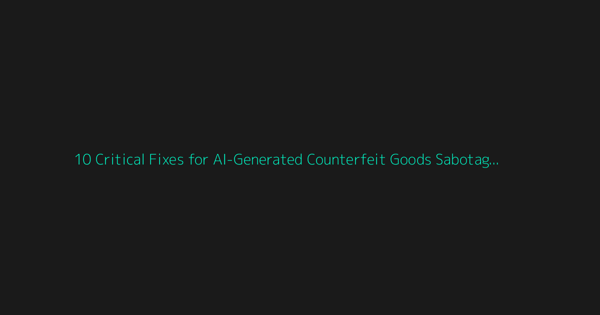 10 Critical Fixes for AI-Generated Counterfeit Goods Sabotage