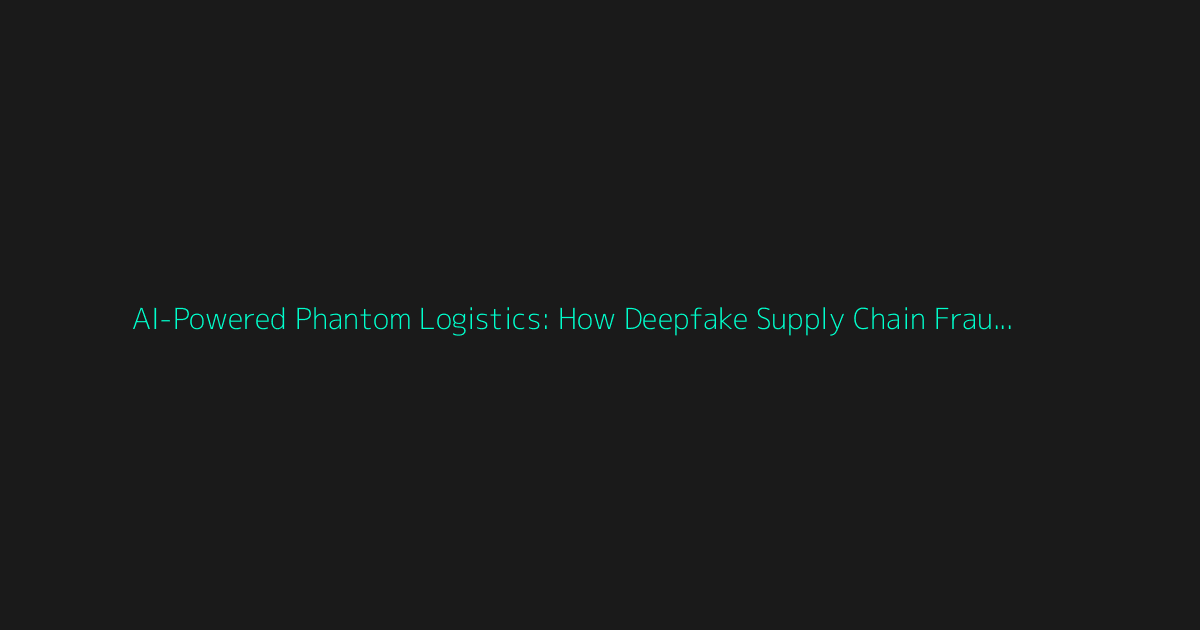 AI-Powered Phantom Logistics: How Deepfake Supply Chain Fraud Is Outsmarting Global Trade in 2026
