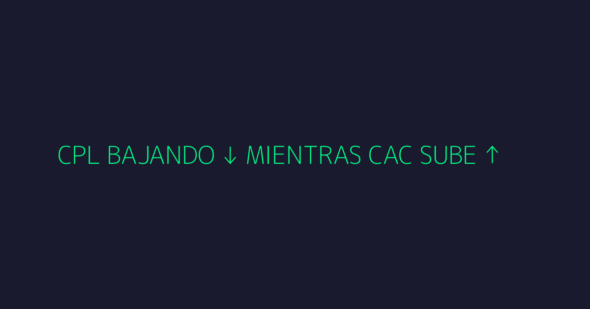 Gráfico de CPL bajando mientras CAC sube - el momento del pánico