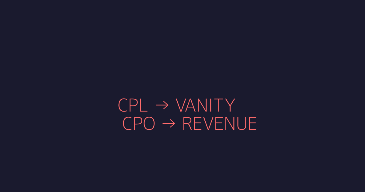 CPL es vanity metric, CPO conecta con revenue