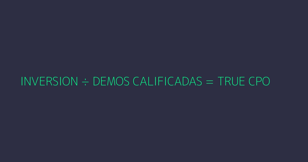 Fórmula del True CPO: Inversión dividido demos calificadas