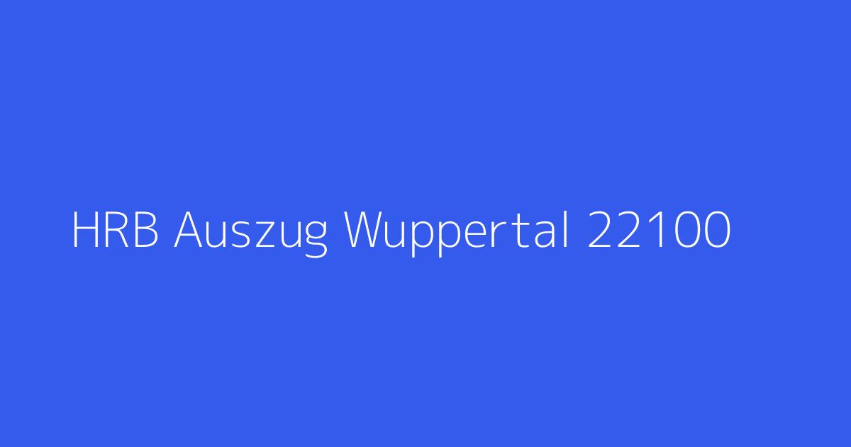 HRB Auszug Wuppertal 22100