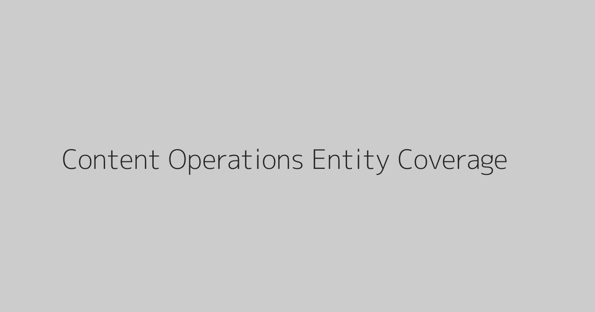 Content Operations Entity Coverage