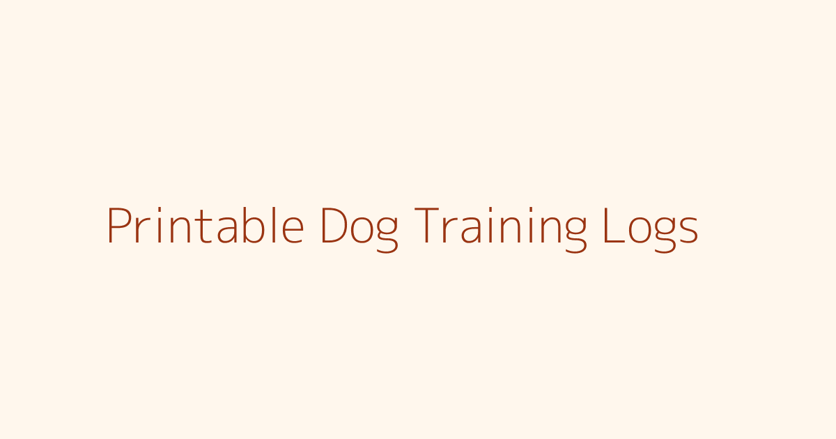 Printable Dog Training Logs featured image