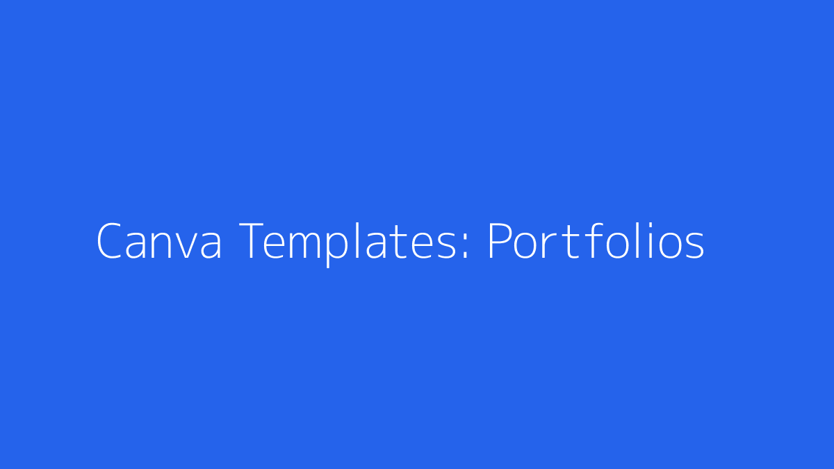 Featured image for Canva Templates for Portfolios