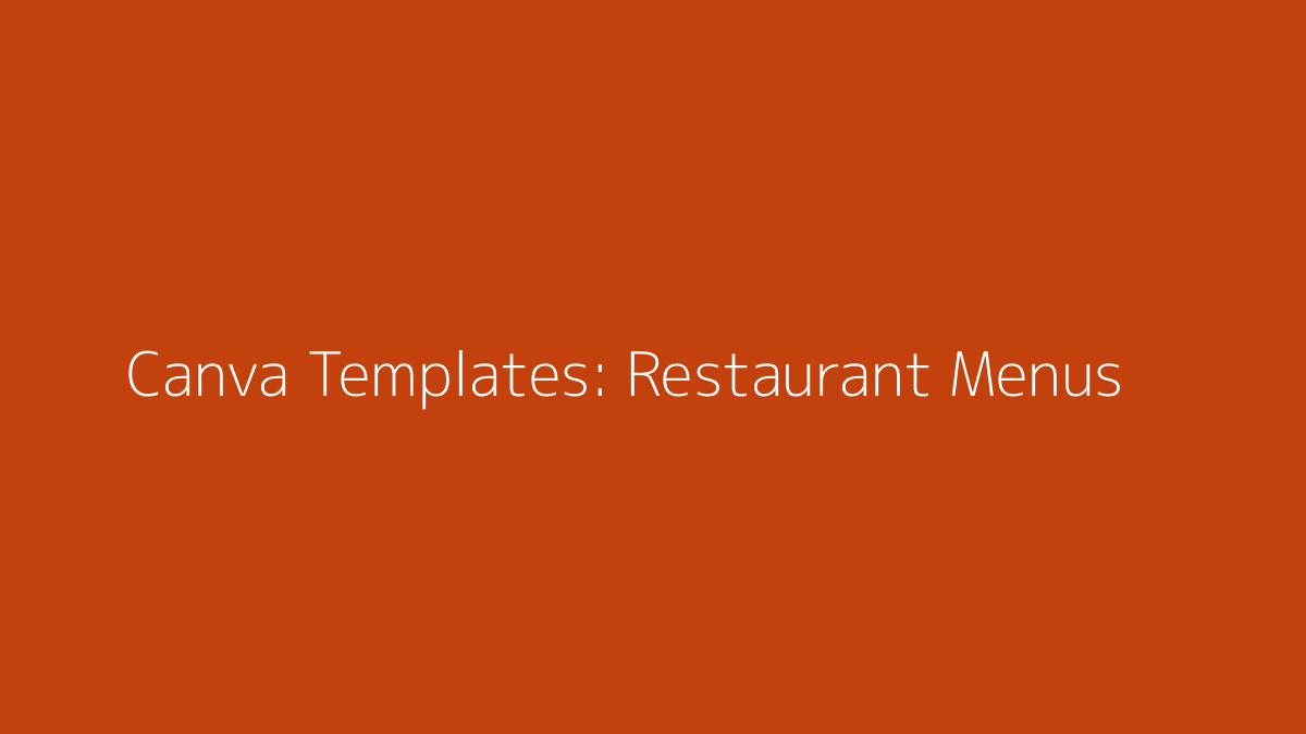 Featured image for Canva Templates for Restaurant Menus