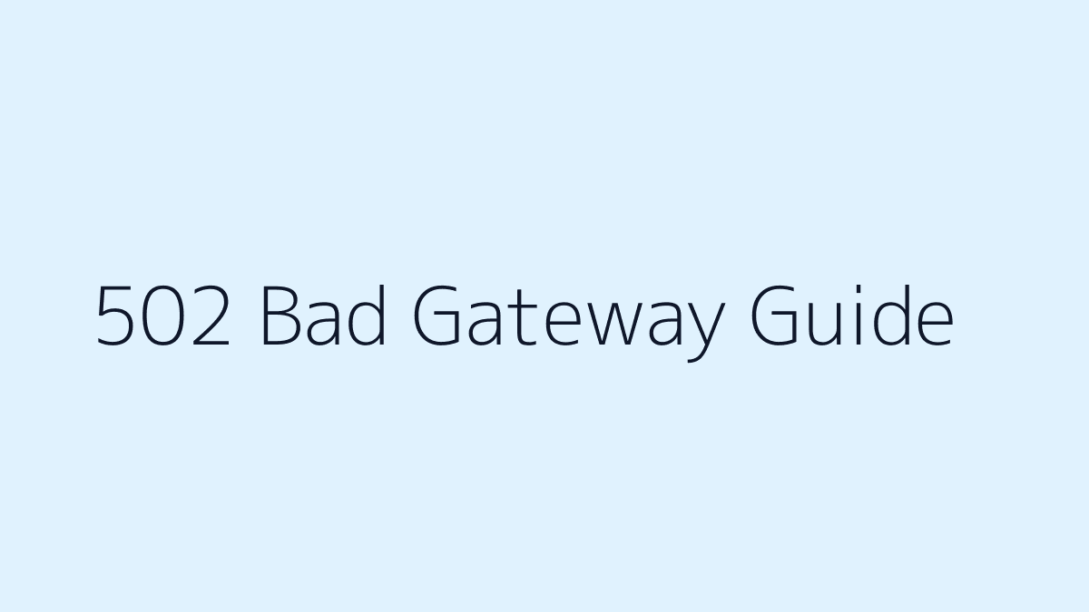 502 Bad Gateway 해결 방법 대표 이미지
