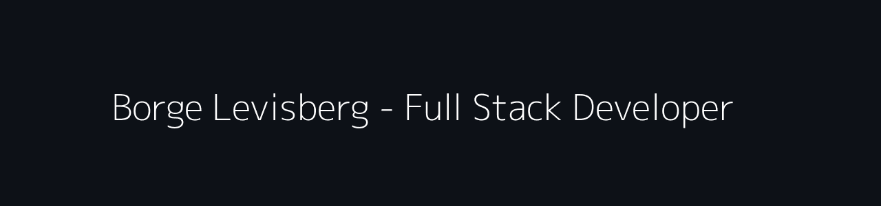 Borge Levisberg - Full Stack Developer