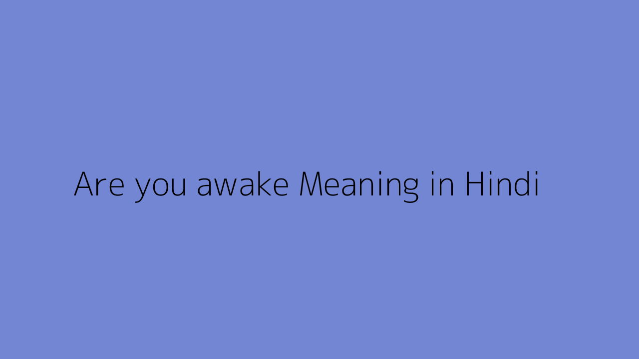 Are you awake meaning in Hindi