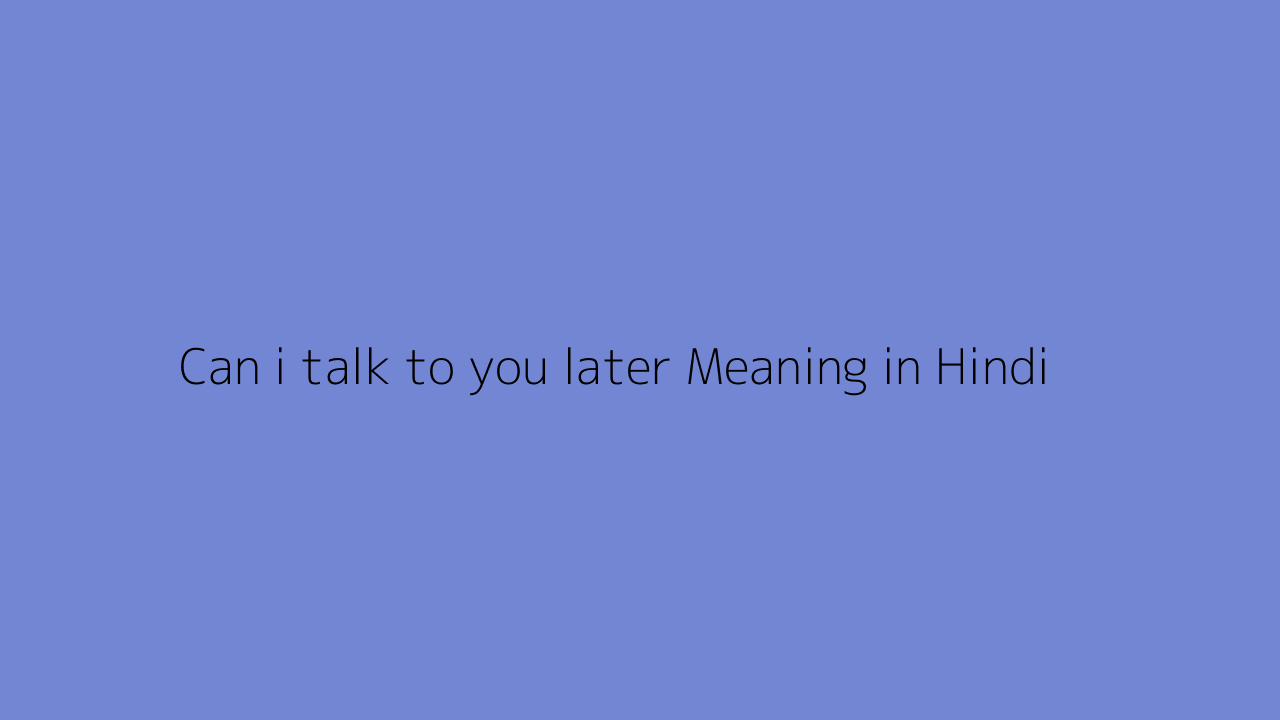 Can i talk to you later meaning in Hindi