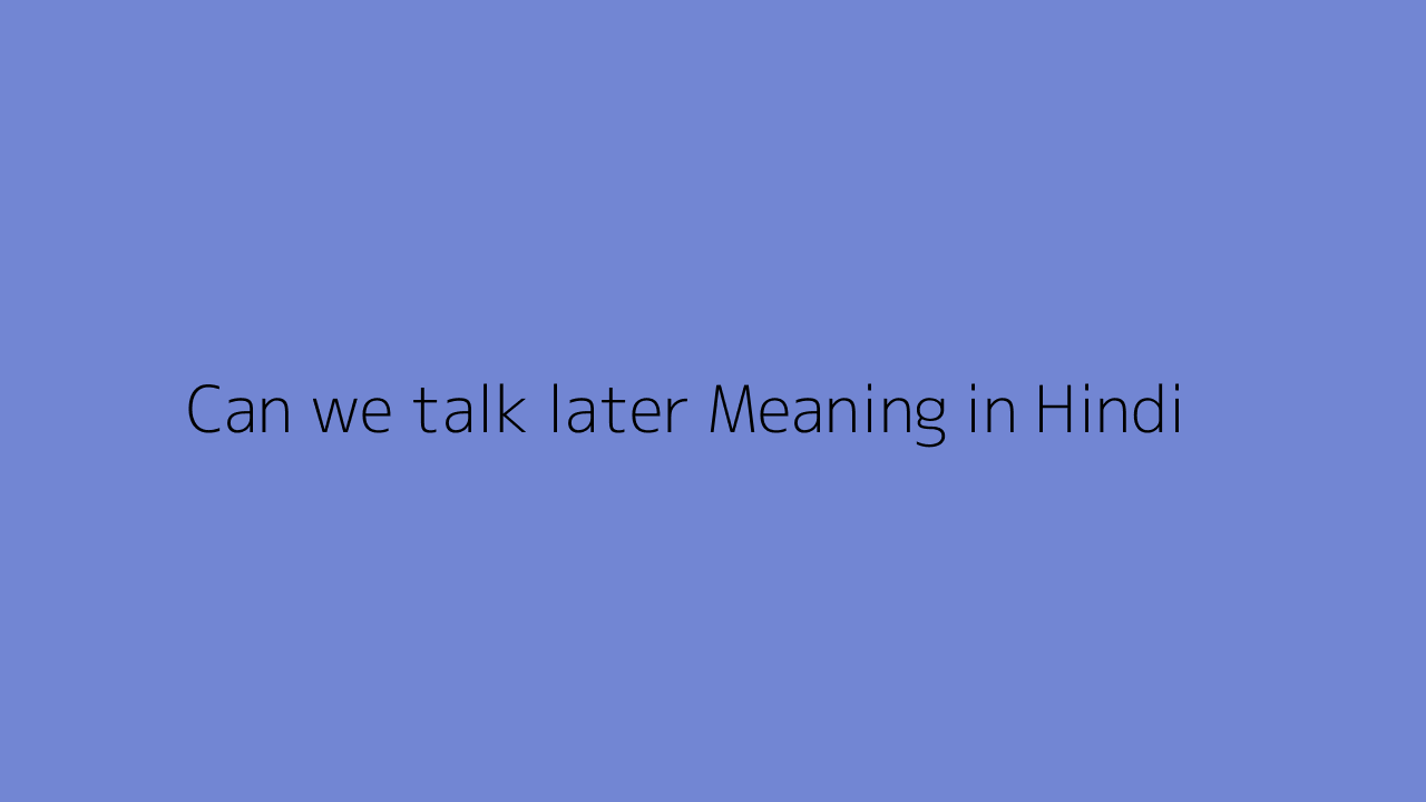 Can we talk later meaning in Hindi