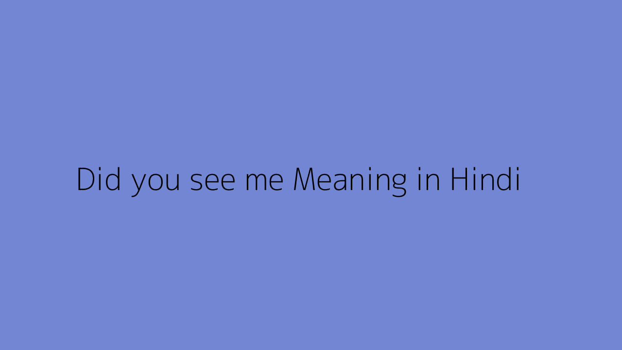 Did you see me meaning in Hindi