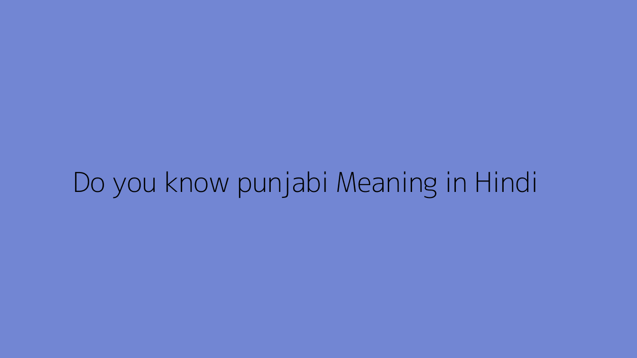 Do you know punjabi meaning in Hindi