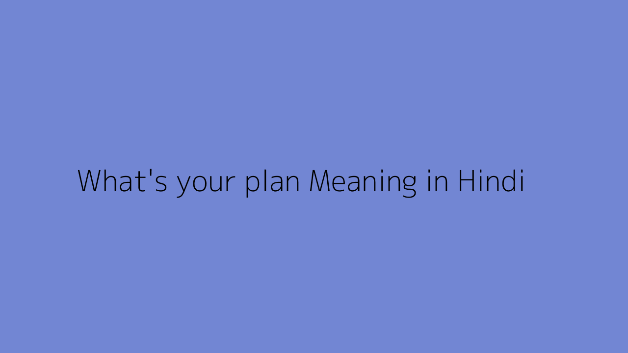 what-s-your-plan-meaning-in-hindi