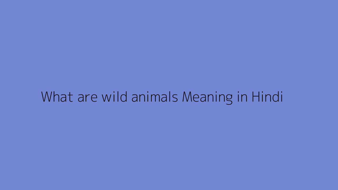 What are wild animals meaning in Hindi