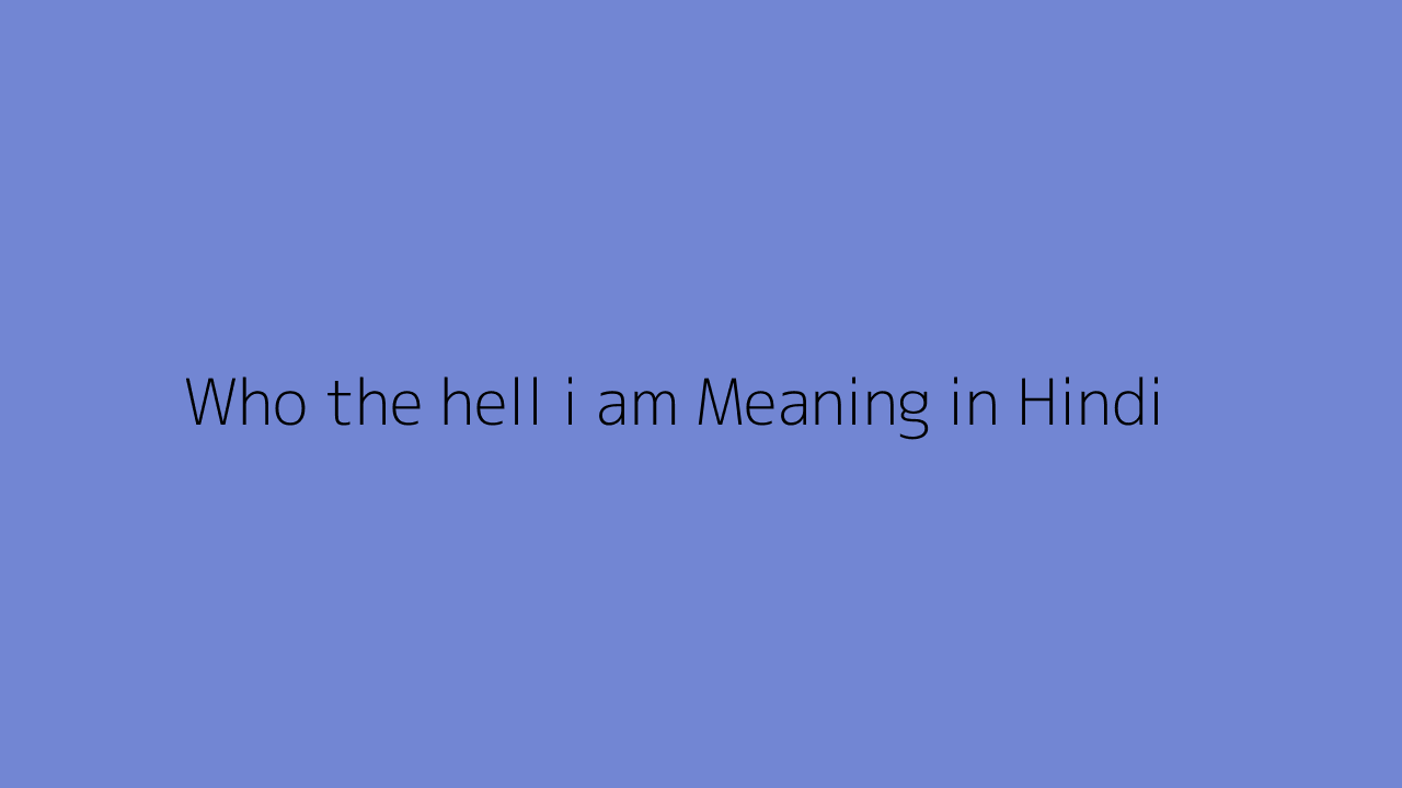 Who the hell i am meaning in Hindi