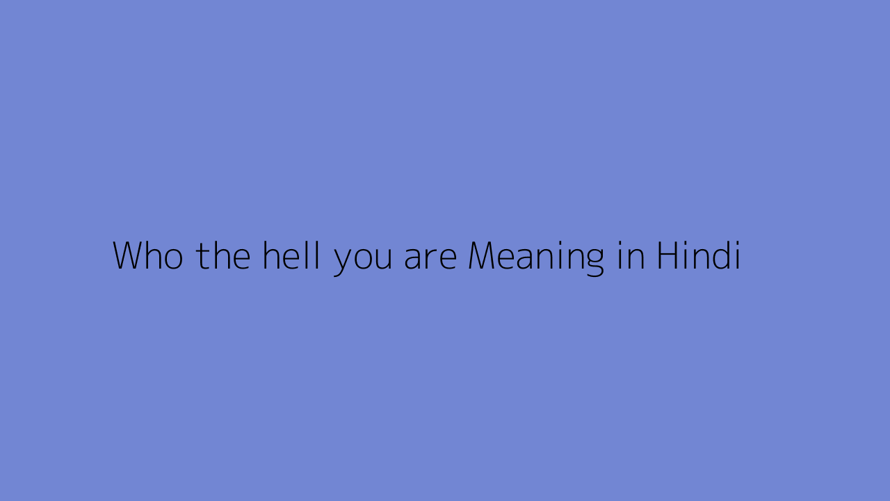 Who the hell you are meaning in Hindi
