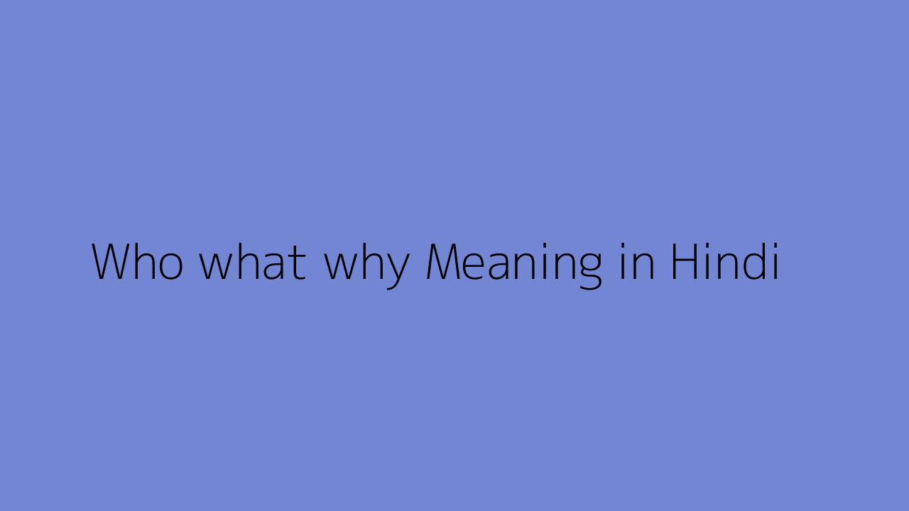 Who What Why Meaning In Hindi