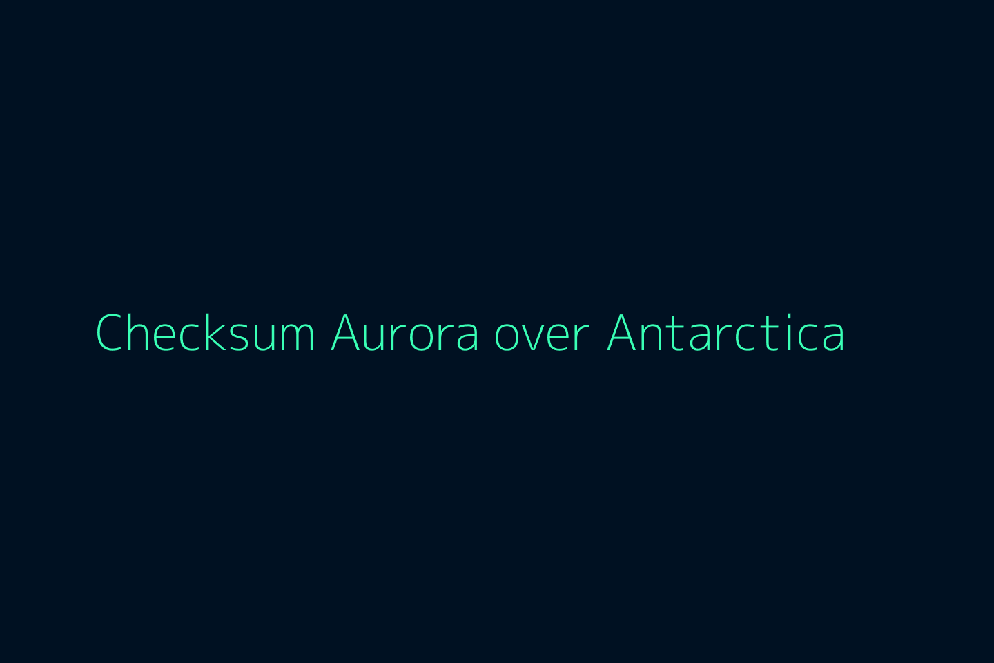 Aurora over Antarctic ice, with checksum SHA-256 codes etched like constellations above a data vault