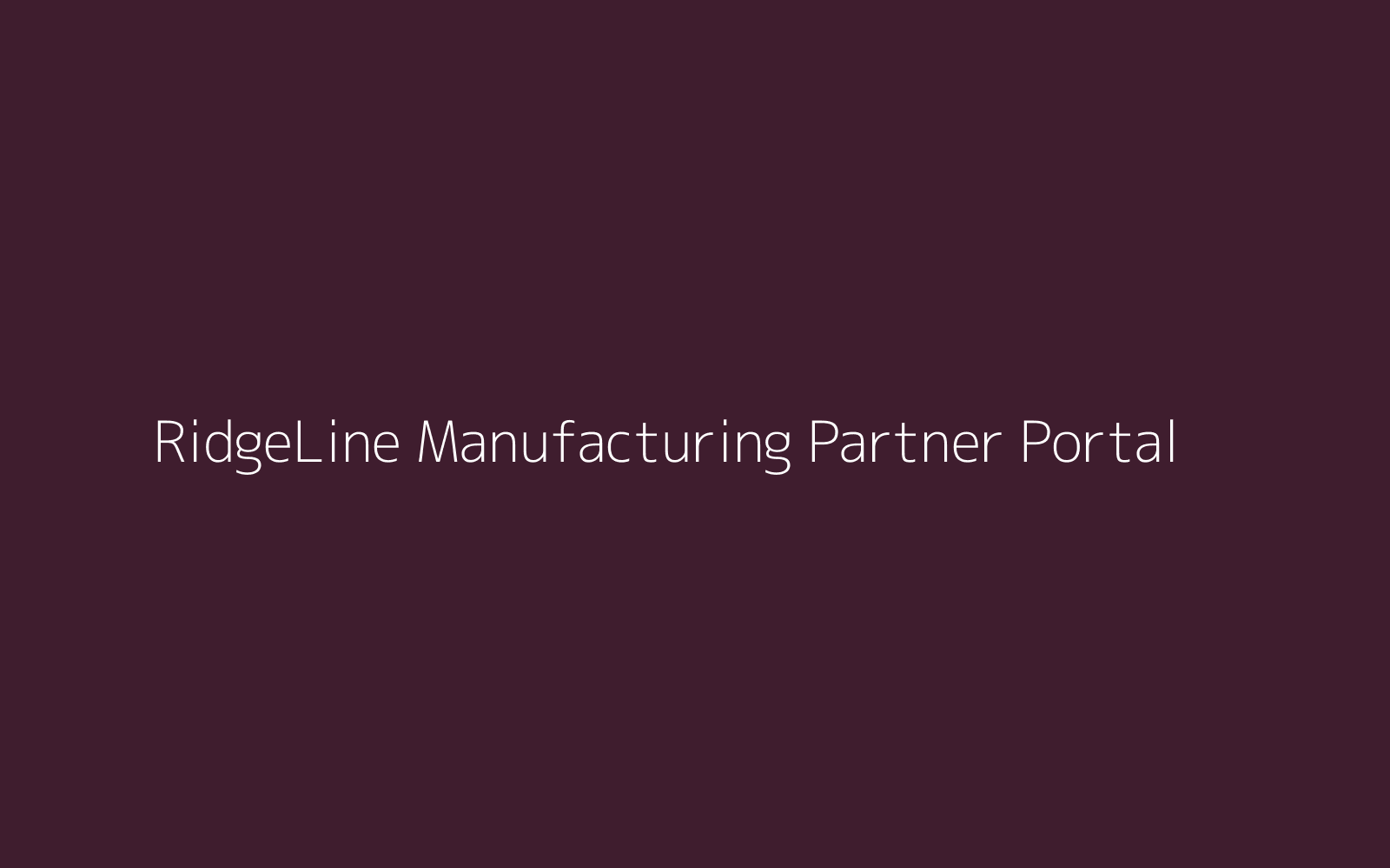RidgeLine Manufacturing Partner Portal image
