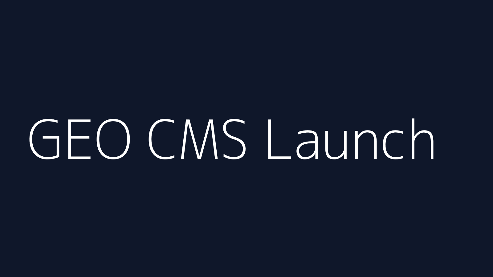 GEO CMS 企业官网系统正式上线