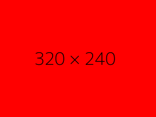 横幅320ピクセルと縦240ピクセルで赤い背景に黒い文字のGIF画像