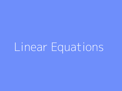 Linear Equations