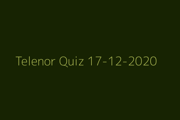 My Telenor Quiz 17 December 2020