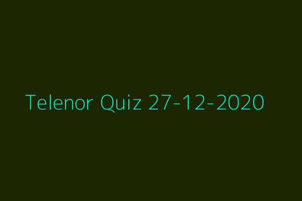 My Telenor Quiz 27 December 2020