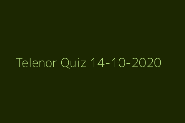 My Telenor Quiz 14 October 2020