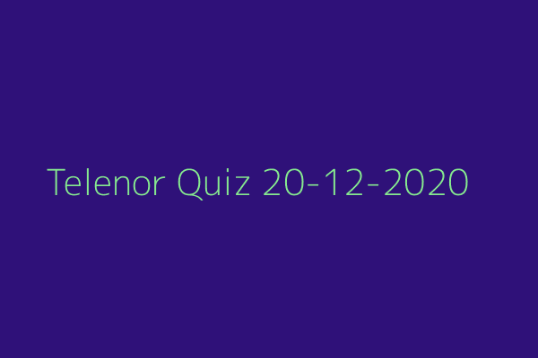 My Telenor Quiz 20 December 2020