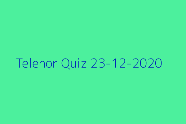 My Telenor Quiz 23 December 2020