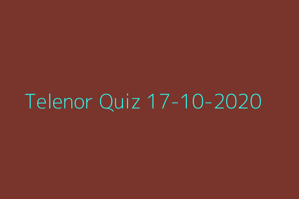 My Telenor Quiz 17 October 2020