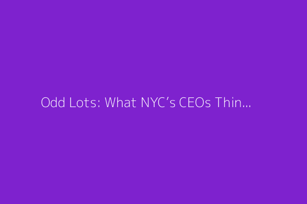 Odd Lots: What NYC’s CEOs Think About Zohran Mamdani (Podcast)