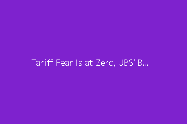 Tariff Fear Is at Zero, UBS' Bhanu Baweja Says
