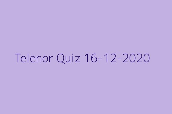 My Telenor Quiz 16 December 2020