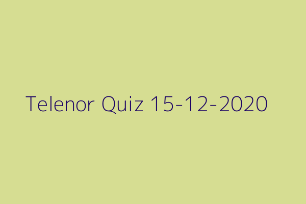 My Telenor Quiz 15-12-2020