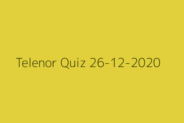 My Telenor Quiz 26-12-2020