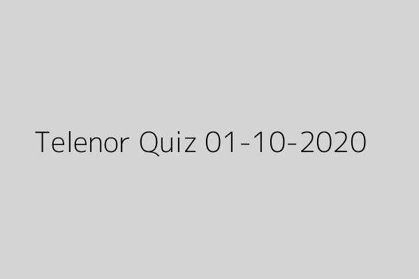 My Telenor Quiz 01-10-2020