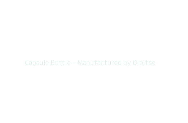Capsule bottle mockup labeled Manufactured by Dipitse